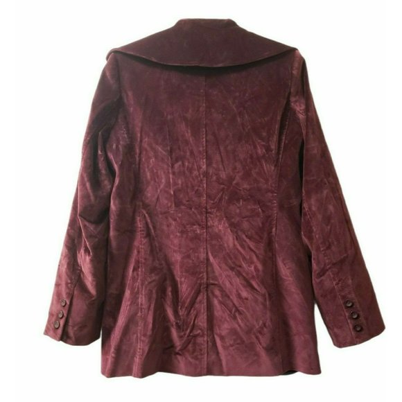 Pasha & Jo of New York Maroon Velvet Jacket Womens Sz 6, wide lapels, Beautiul! - Picture 2 of 12